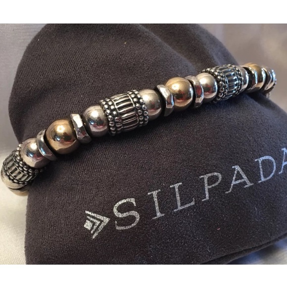 Silpada B1223 Sterling Silver and 14K Gold-Filled Bead Bracelet - Picture 2 of 9